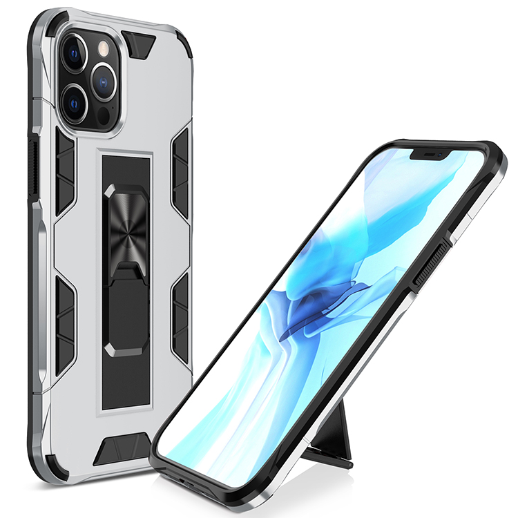 Military Grade Armor Protection Stand Magnetic Feature Case for iPHONE 12 Pro Max 6.7 (Silver)